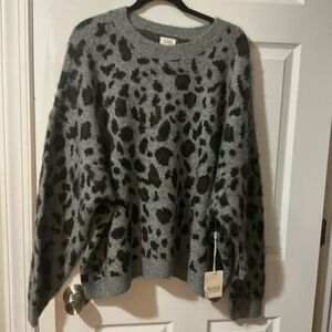 a.n.a Gray and Black Animal Print Sweater
